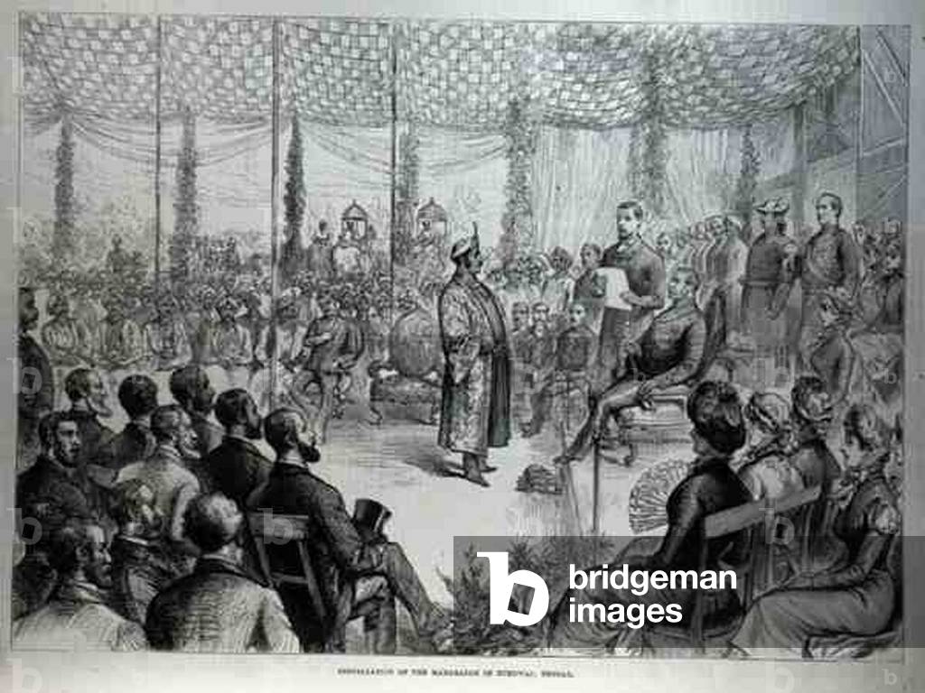 Installation of the Maharajah of Burdwan, Bengal, from 'The Illustrated London News', 21st January 1882 (engraving)