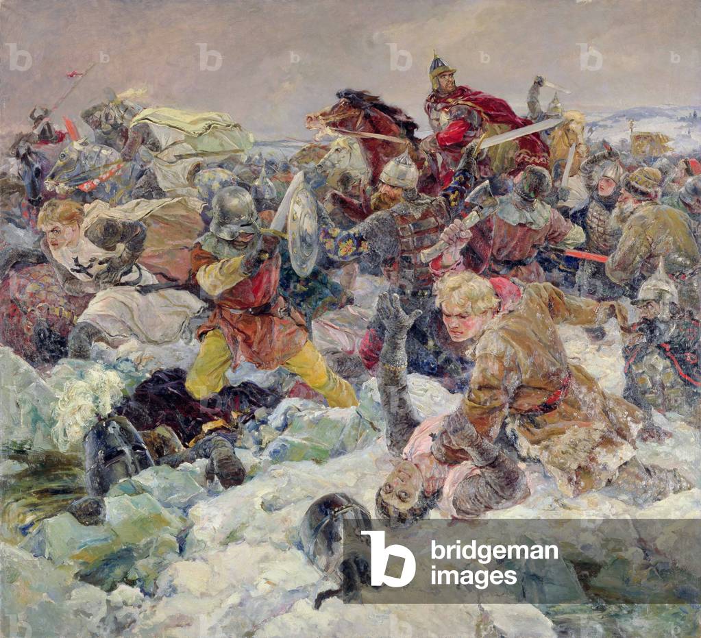 La battaglia del ghiaccio, 1242 (foto fatta nel 1942) (olio su tela)