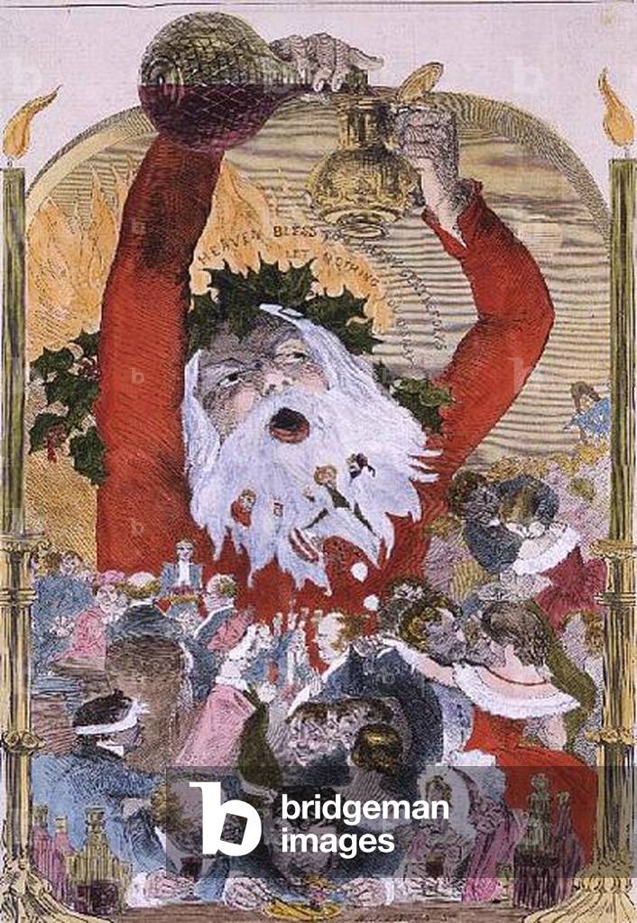 'Merry Christmas' by Kenny Meadows, from the Illustrated London News (coloured engraving)