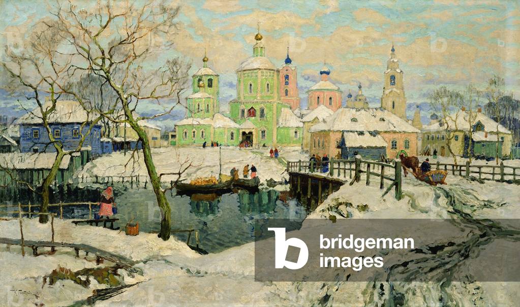 Immagine di Dipinto "Il piccolo villaggio Torzhok", 1917 di Konstantin Ivanovich Gorbatov
