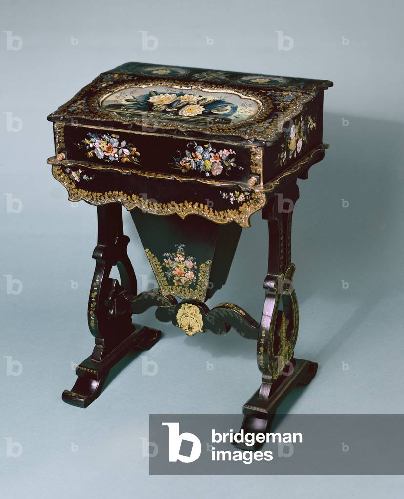 Sewing table and desk, c.1865 (papier mache)