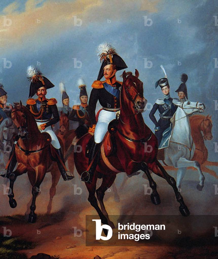 Bild von Gemälde "Nikolaus I mit seinen Offizieren", 1835 von Franz Kruger