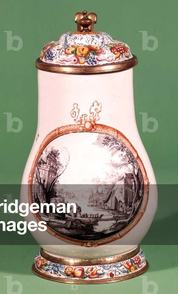 Earthenware jug, painted by Johann Schaper (1621-70)