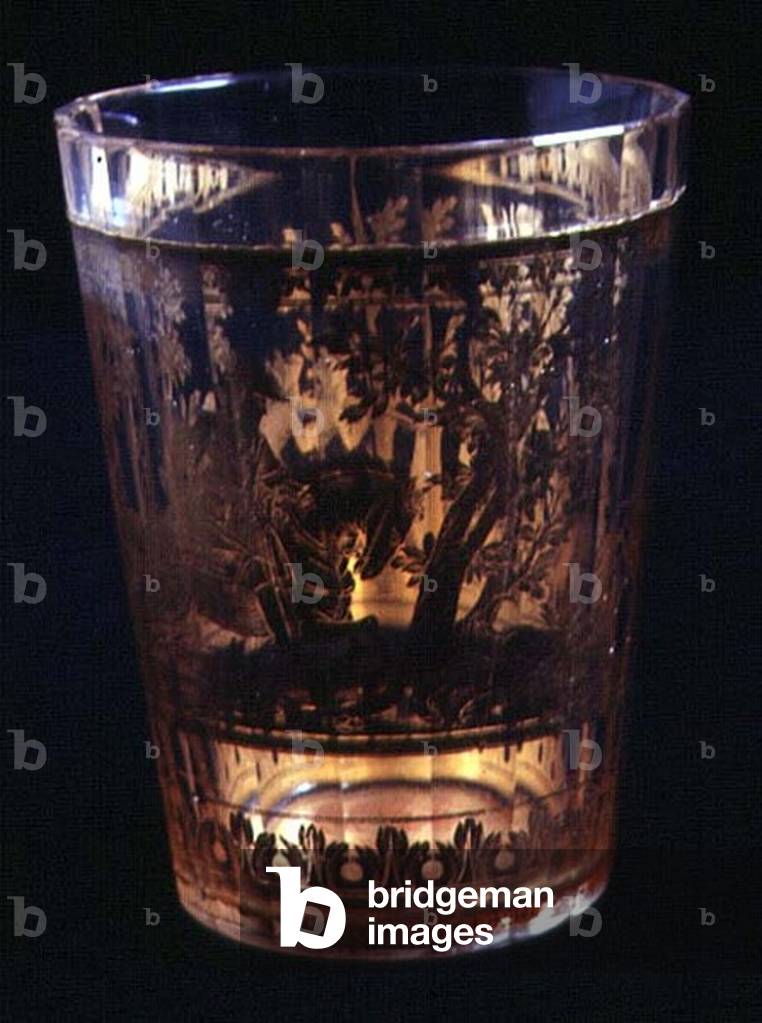 Zwischengoldglas beaker, Bohemian, early 18th Century