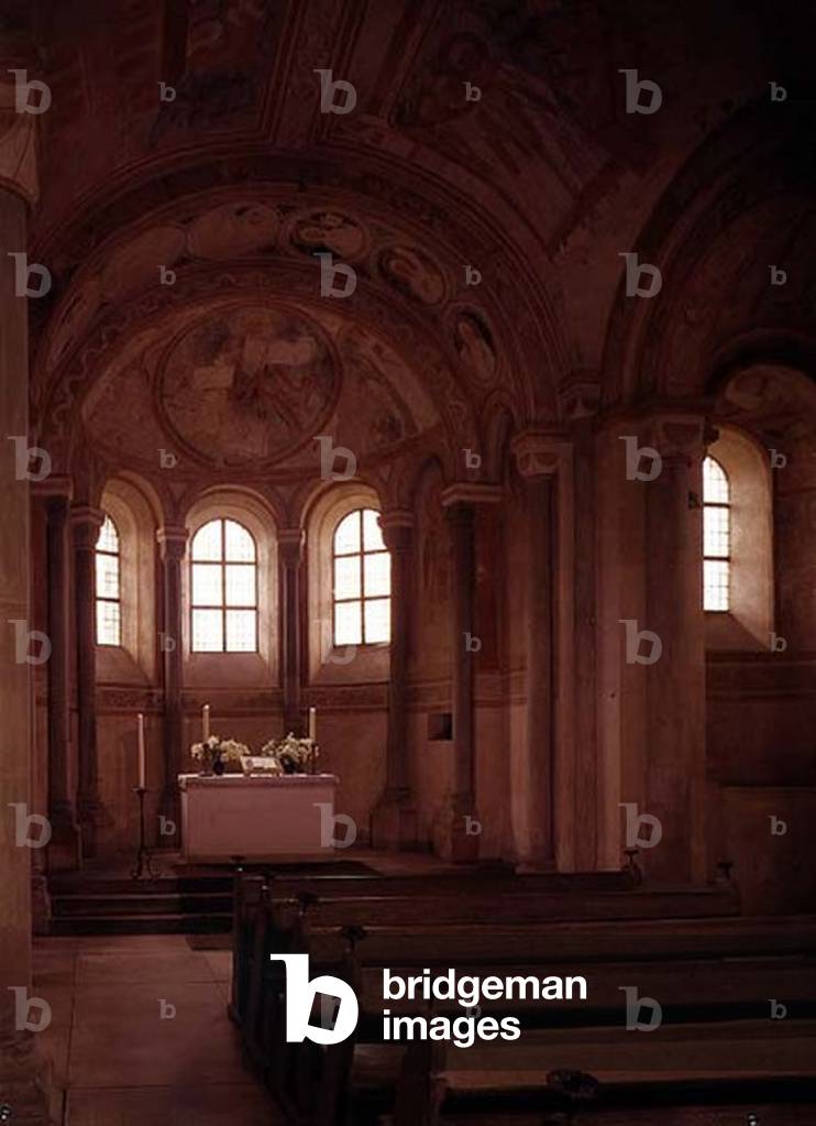 View of the apse with wall paintings, c.1120-30 (photo)