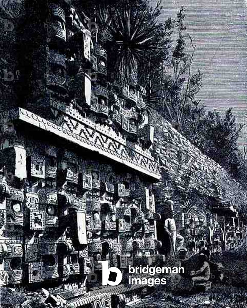 Ruins of First Palace of Kabah, from 'The Ancient Cities of the New World', by Claude-Joseph-Desire Charnay, pub. 1887 (engraving)