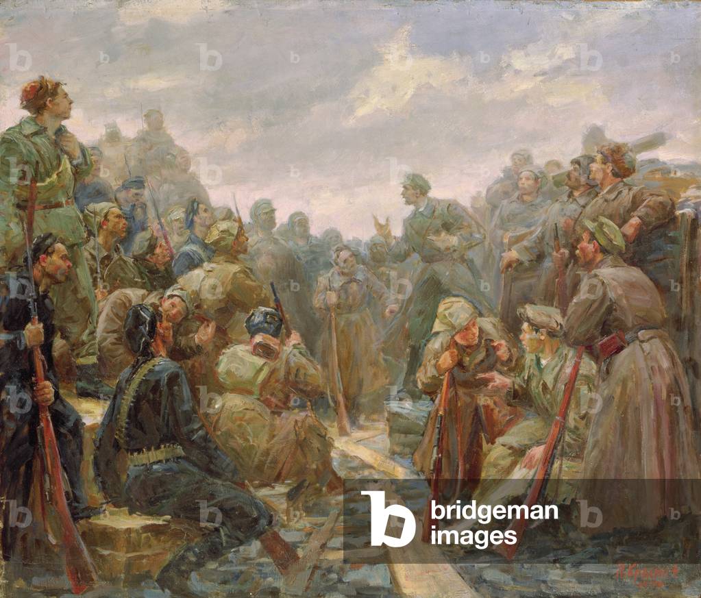 Bild von Gemälde "Ein Bolschewistischer Rührer im Graben", 1917 von Nikita Karpovich Krasnov