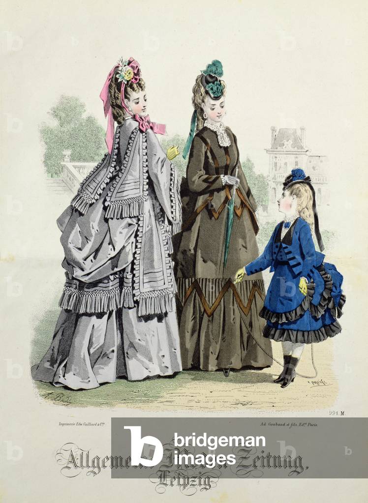 German fashions from Leipzig from 'Moniteur de la Mode', c.1870s (coloured engraving)