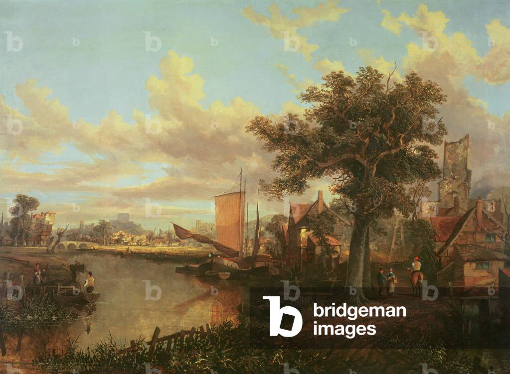 Immagine di Dipinto "il fiume Yare con una vista distante di Norwich", 1840 di English School