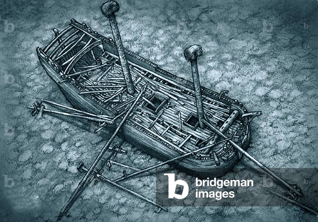 The Vrouw Maria on the Sea Floor (colour litho)