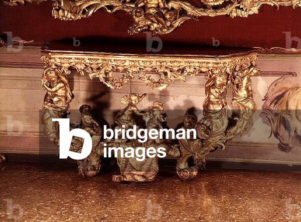 Table with carved cherubs, Rococo style, c.1730 (gilt)