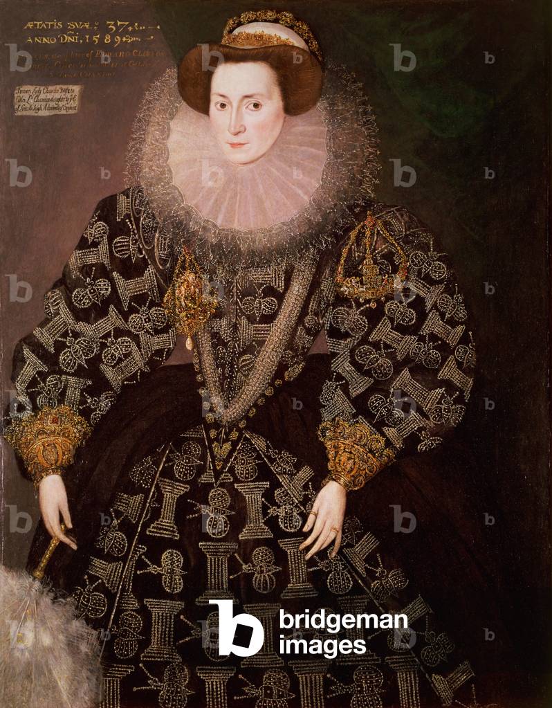 Bild von Gemälde "Frances Clinton", 1589 von Hieronymus Custodis, b/w