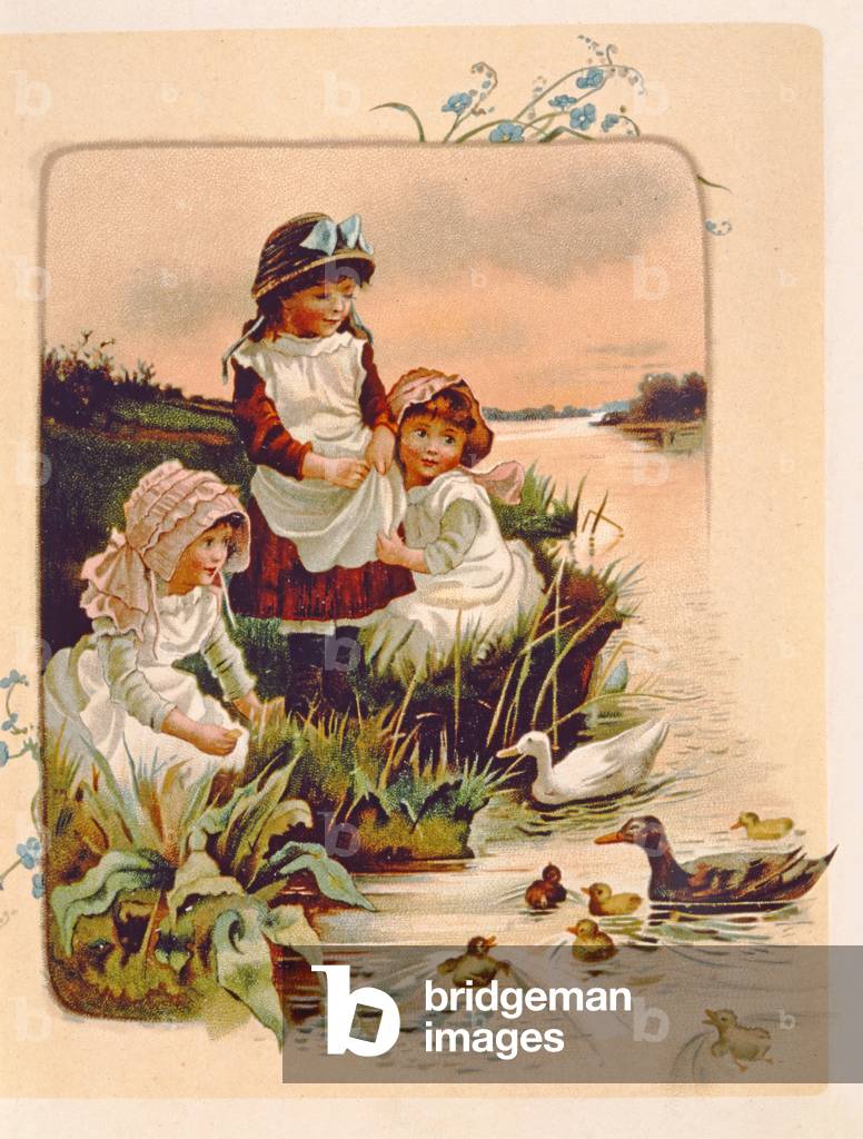 Feeding Ducks, illustration from `Where Lilies Live', 1889 (colour litho)