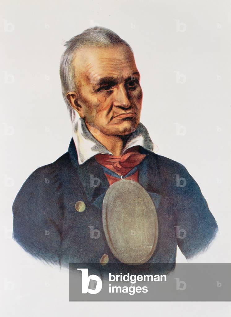 Red Jacket, Seneca War Chief, 1828, illustration from 'The Indian Tribes of North America, Vol.1', by Thomas L. McKenney and James Hall, pub. by John Grant (colour litho)