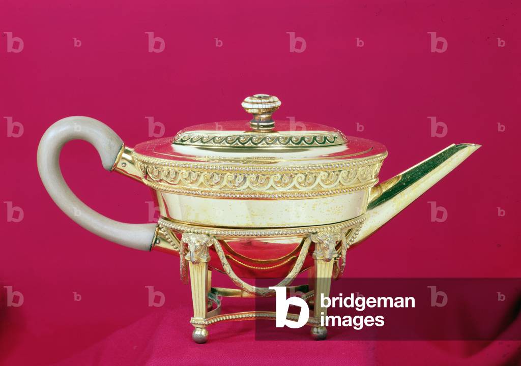 Teapot and stand by Fobelberg and Gilbert, 1784 (parcel gilt)