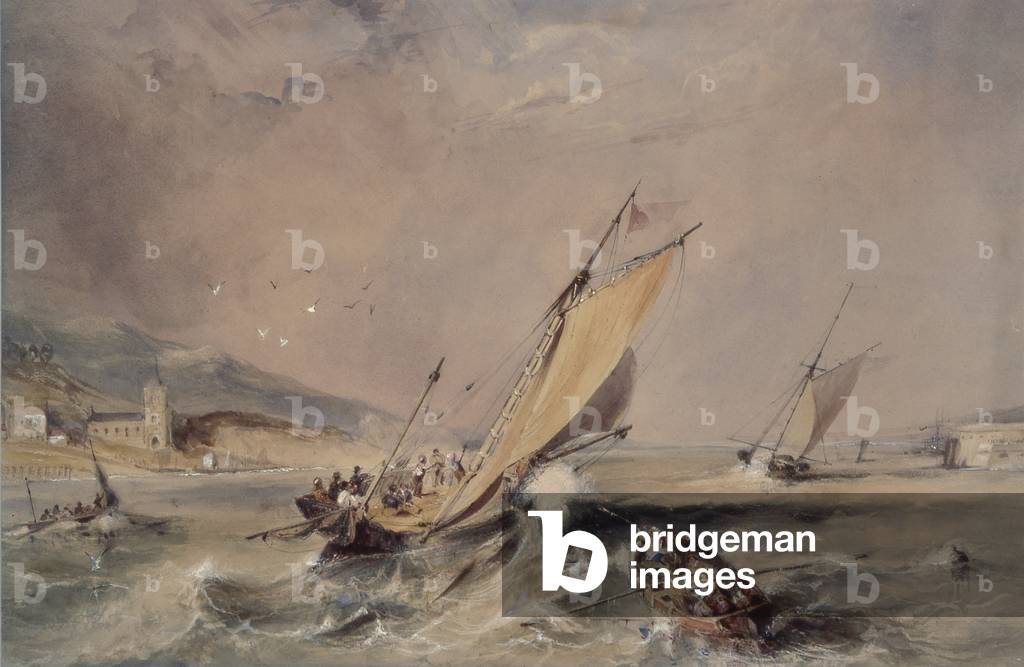 Coast Scene:  Boats at the Entrance to a Harbour