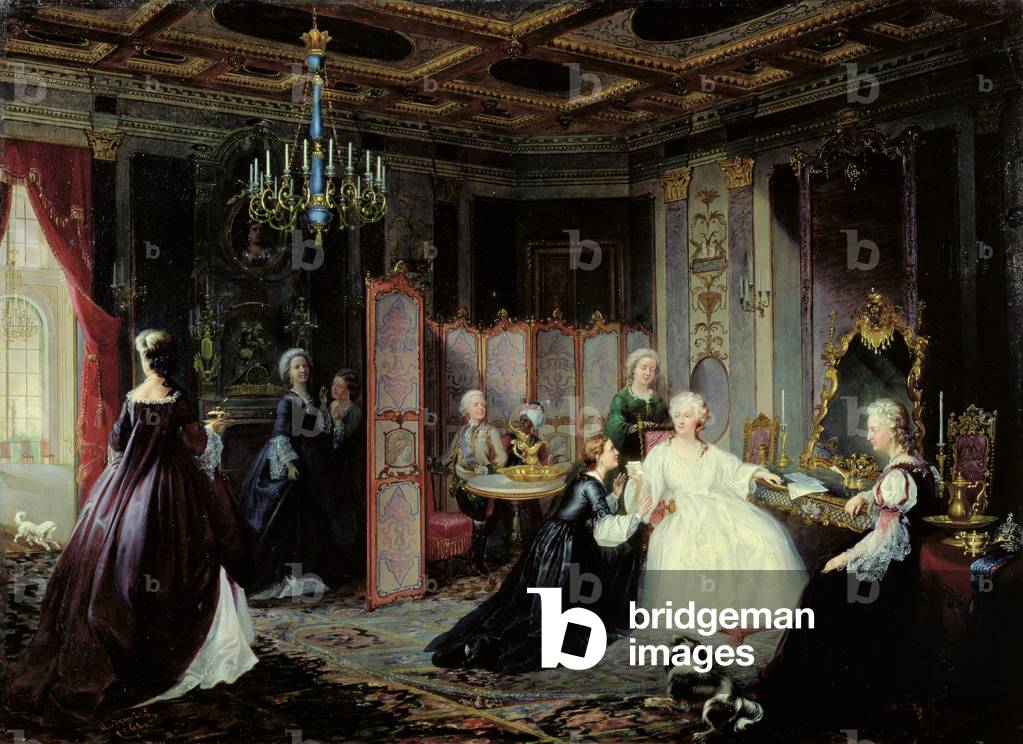 Image of Painting depicting Empress Catherine the Great (1729-96) receiving a letter, 1861 by Jan Ostoja Miodu