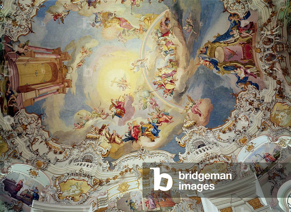 The Last Judgement, ceiling painting from the flattened dome of the church (stucco)