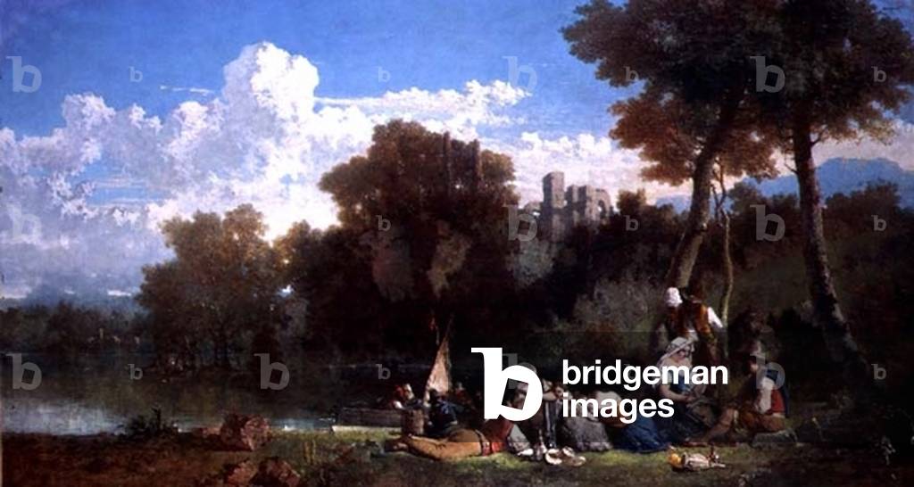 Figures Picnicing by a River, 19th century
