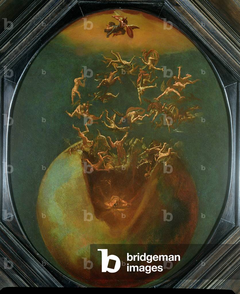 Fall of Satan and the Rebel Angels from Heaven (oil on silvered copper)