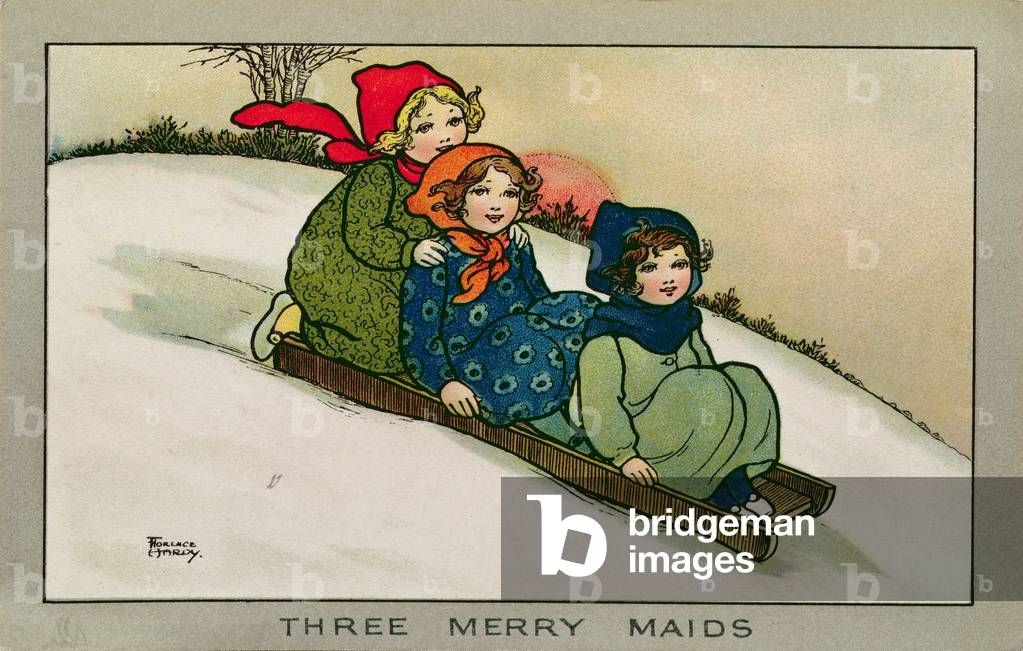 Three Merry Maids, Victorian card
