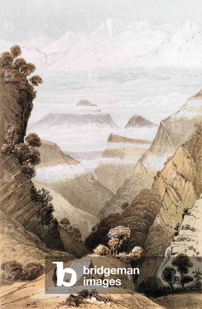 Mt. Kanchenjunga, Sikkim from Hooker's Journal, 1854 (print)