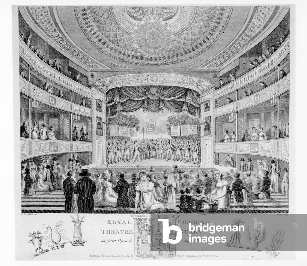 il reale cobourg teatro, Surry, 1818 (incisione)