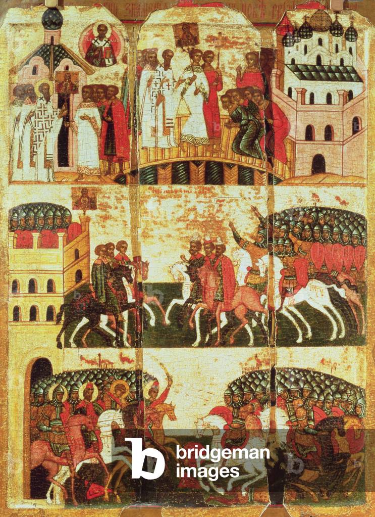 Battaglia tra i Novgorodiani e Suzdaliani (tempera su pannello)
