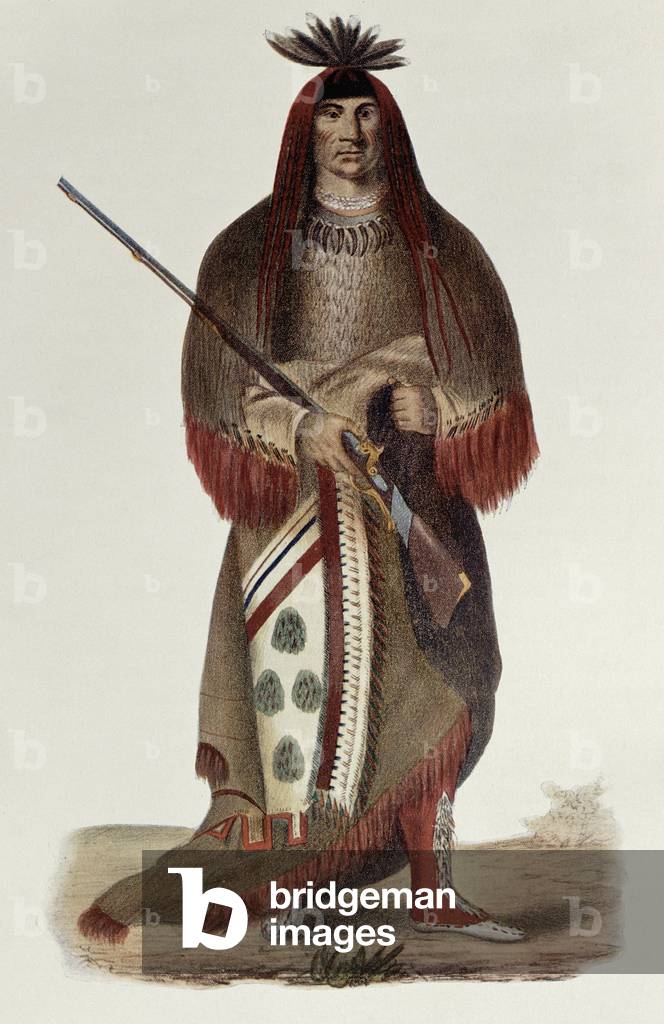 Wa-Na-Ta or 'The Charger', Grand Chief of the Sioux or Dakota Indians, painted 1926, illustration from 'The Indian Tribes of North America, Vol.1', by Thomas L. McKenney and James Hall, pub. by John Grant (colour litho)