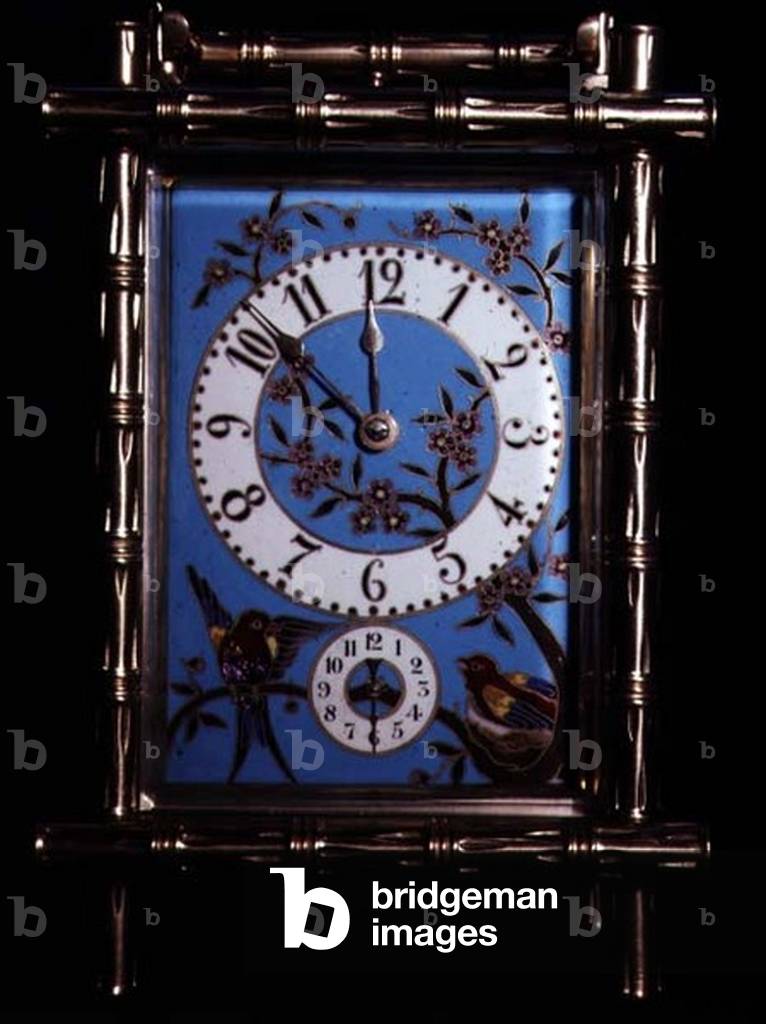 Chinoiserie carriage clock with enamelled dial and side panels, 19th century (enamel)