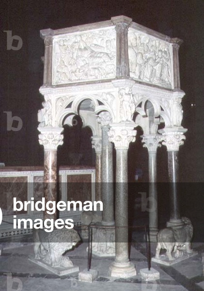 Marble Pulpit, Baptistry, by Nicola Pisano (fl.1250-60), 1259-60