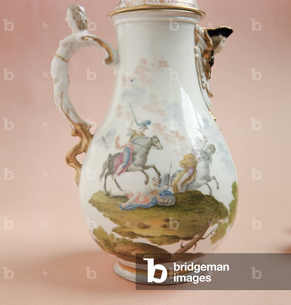 Capo di monte coffee pot, detail of decoration, c.1750 (porcelain)