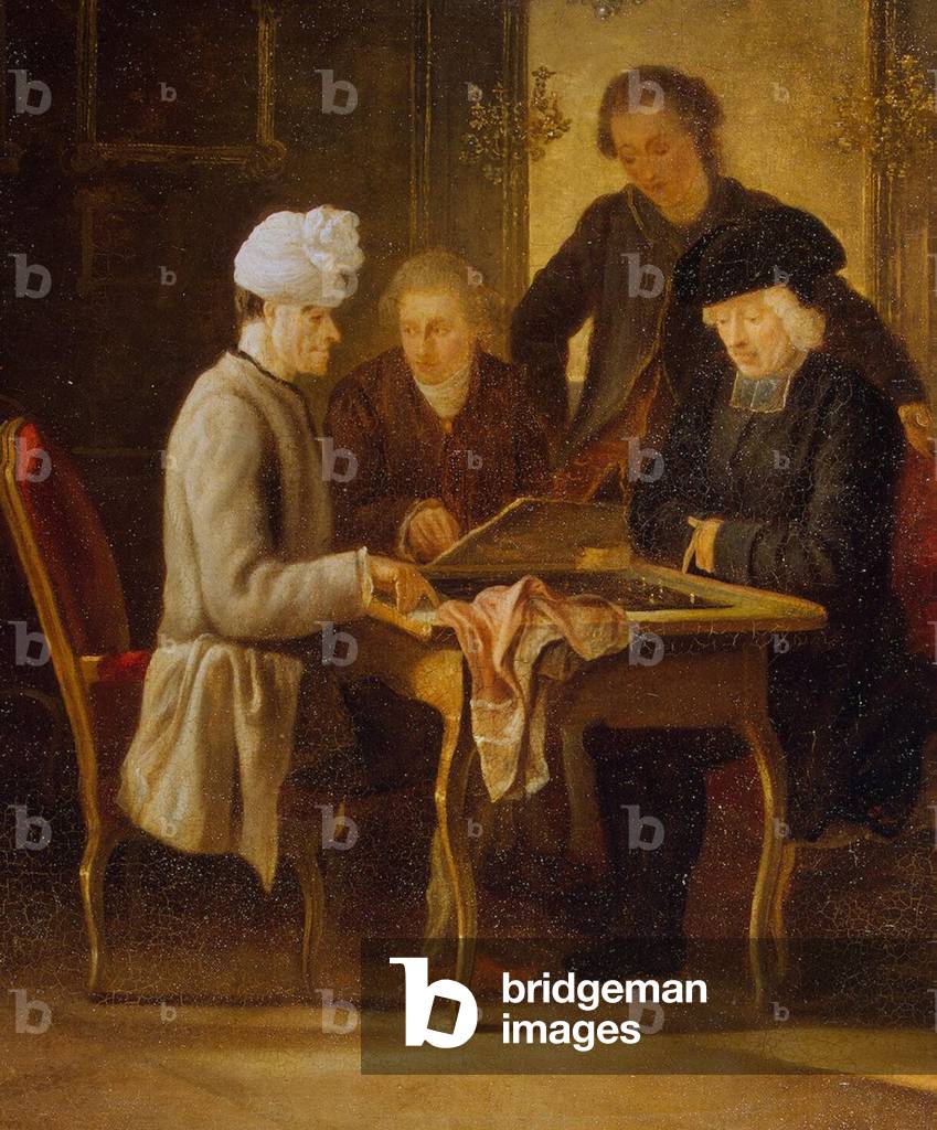 Immagine di Dipinto "Voltaire a scacchi (olio su tela)", 18th Secolo di Jean Huber