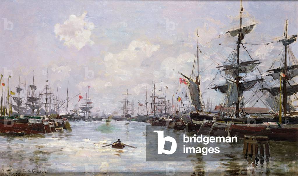 Immagine di Dipinto "Il Porto (olio su tela su pannello)" di Edmond Petitjean