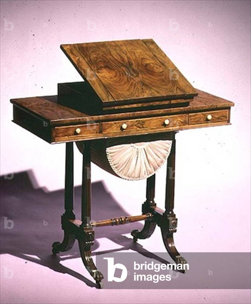 Work table with reading stand and backgammon board, mid 19th century (wood)