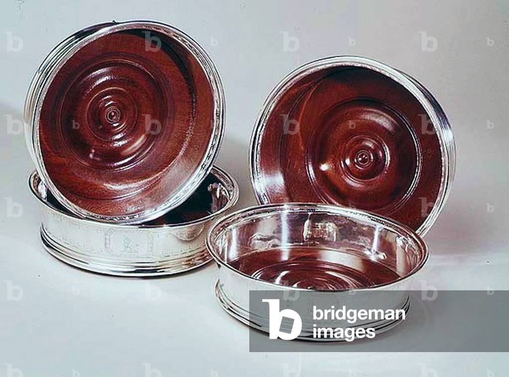 Wine coaster, set of four, George IV, made by Eley & Fearn, 1823 (silver)