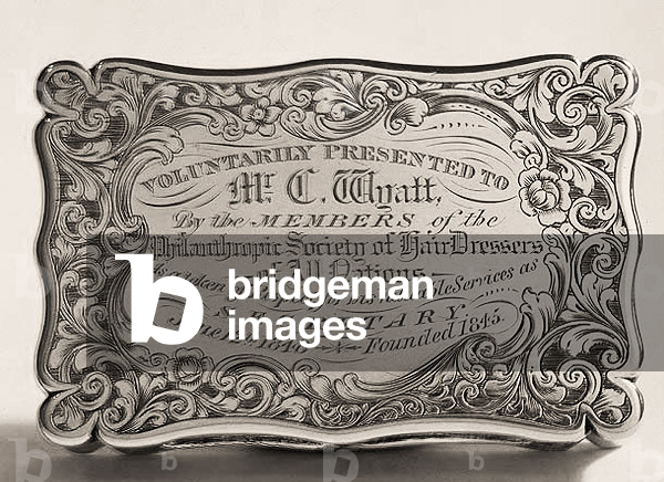 Victorian snuff box engraved with presentation inscription, 1848 (silver)