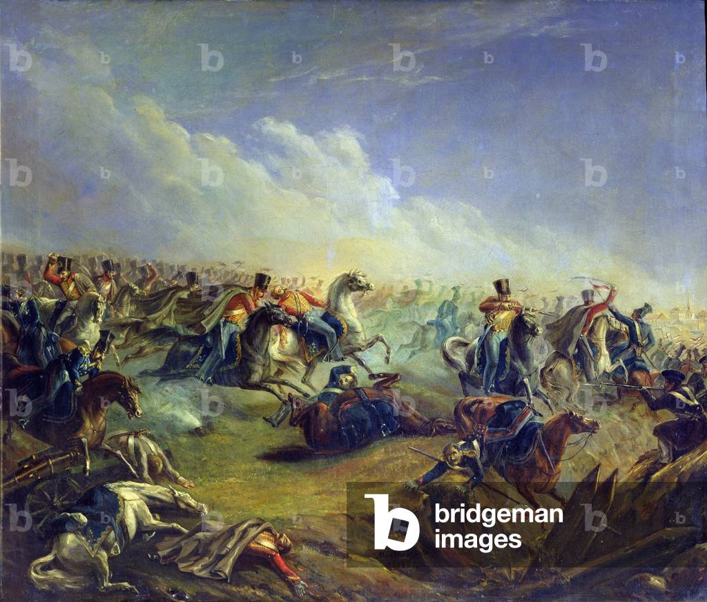 Die Garde Husaren greifen in der Nähe von Warschau am 26. August 1831, 1837 an (Öl auf Leinwand)