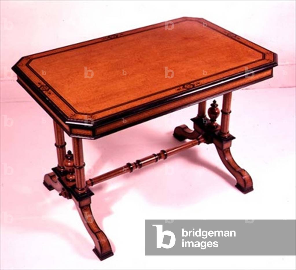 Library table c.1870 (amboyna wood inlaid with Ebony)