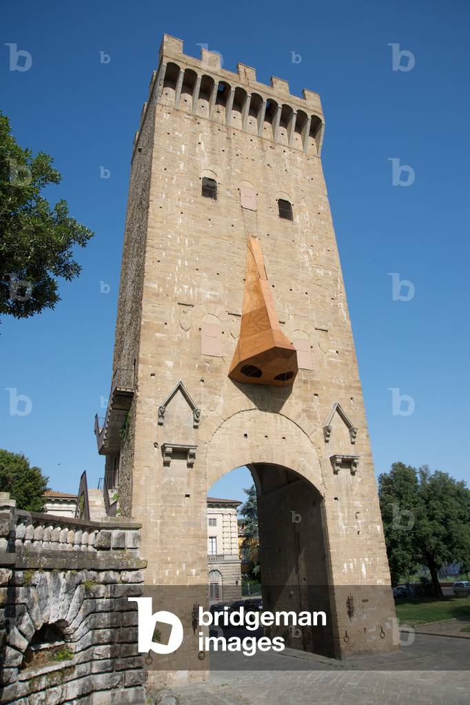 Installation by Clet Abraham on the Porta San Niccolo, Florence, Italy (photo) 