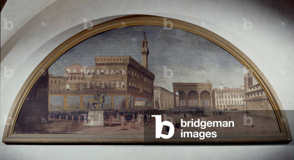 Lunette with view of Piazza della Signoria, Florence (oil on canvas)