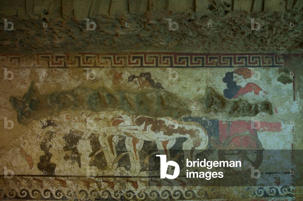 Image of Painting depicting Mural from the Tomb of the Infernal Quadriga (wall painting), -04th by Etruscan