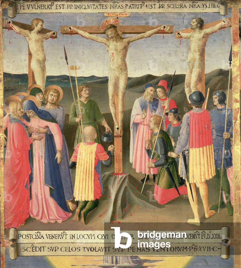 Cristo in croce tra i due ladroni, dettaglio del quarto pannello del Tesoro d'Argento della Santissima Annunzi