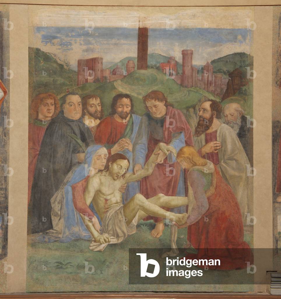 Pieta fresco in the Vespucci Chapel, Ognissanti, Florence, Italy (photo)