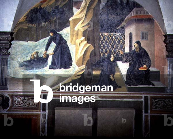 St. Benedict Sending Mauro to Save the Drowning Placidus from the Lake, detail from the fresco cycle of the Life of St. Benedict from the Chiostro degli Aranci (Cloister of the Oranges) c.1430's (fresco)