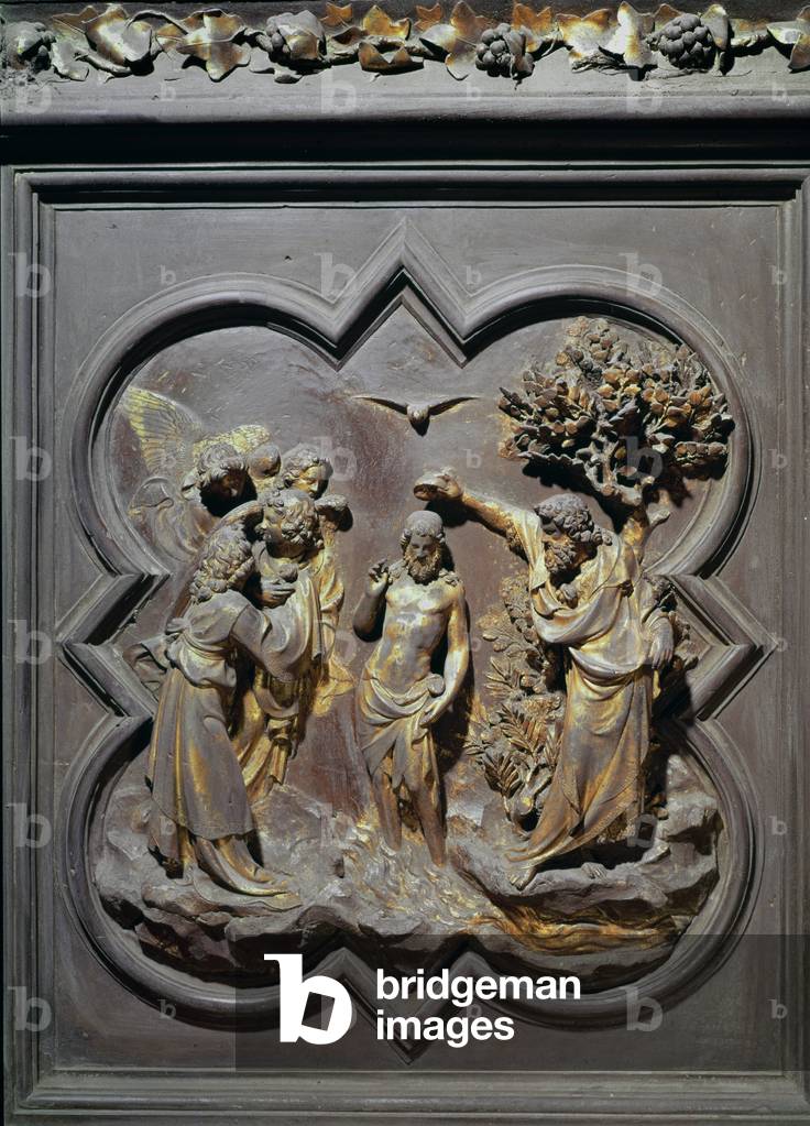 The Baptism of Christ, panel for the North Door by Lorenzo Ghiberti (c.1381-1455), c.1403 (bronze)