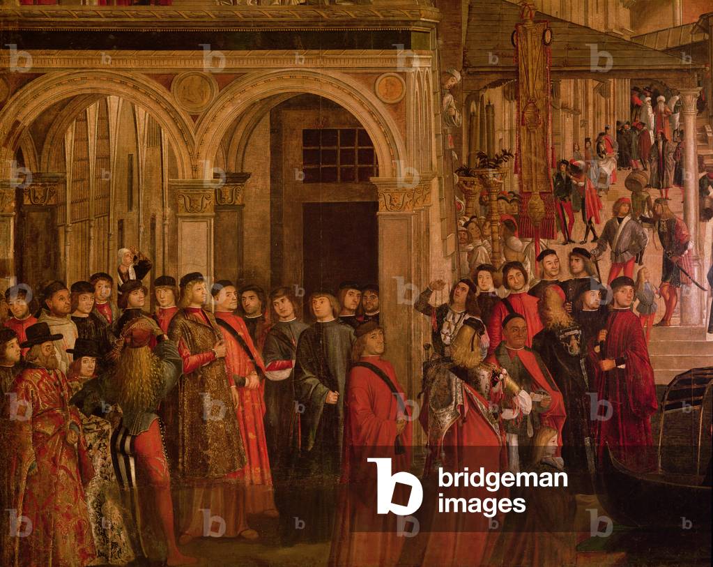 The Miracle of the Relic of the True Cross on the Rialto Bridge, 1494 (oil on canvas) (detail of 119437)