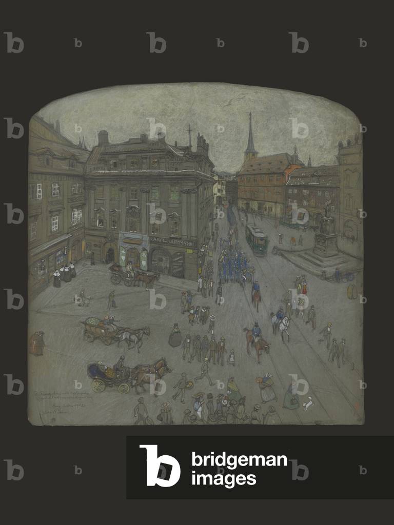 Radetsky-Platz, Prague, 1902 (pencil, pastel & watercolour on paper)