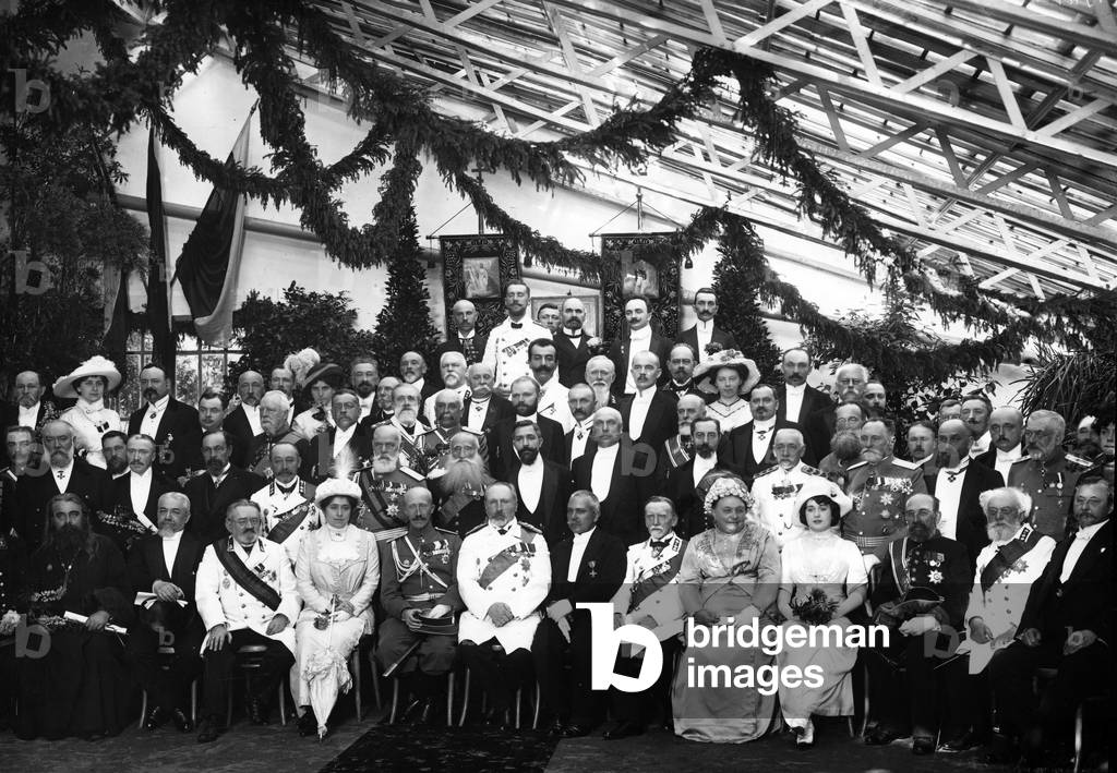 Guests at the 200th anniversary celebrations for the Peter the Great Botanical Gardens, St. Petersburg, 1913 (b/w photo)