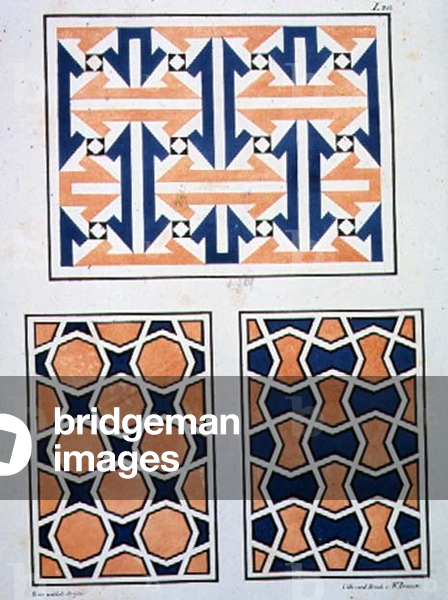 Mosaic decorations from Cairo, plate 20 from 'Arabic and Ancient Italian Ornament', pub.in 1842-5
